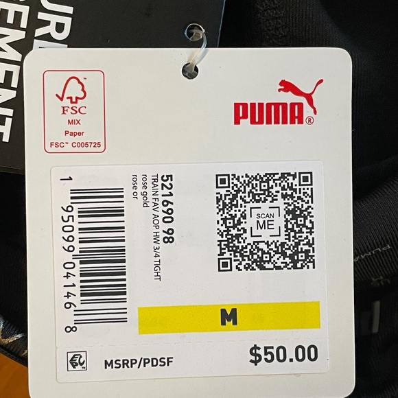 Puma Train Favorite AOP Womens 3/4 Leggings Black White 521690-98 NEW Sz M - Picture 3 of 3